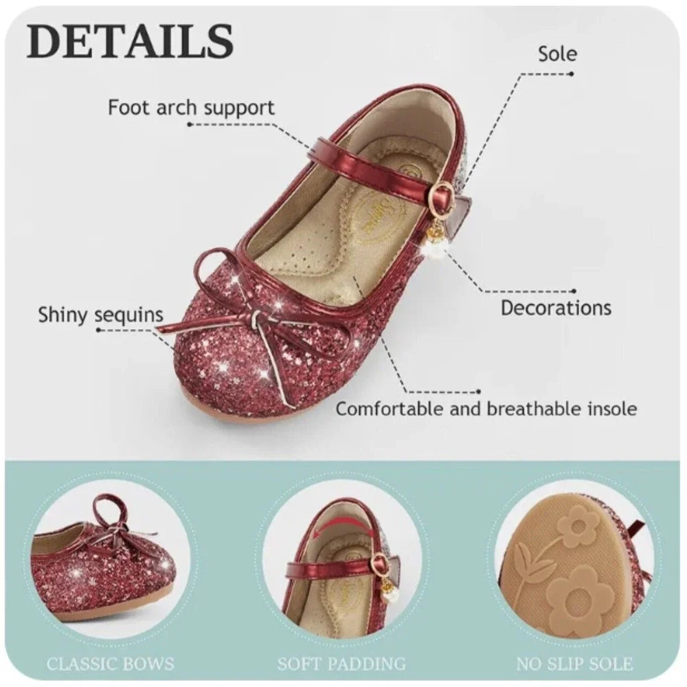 Girls Kids Flat Dress Shoes Size 11 Princess Shoes Wedding Party